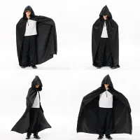 Black Hooded Witch Cloak Cape thumbnail 6
