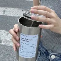600ml Stainless Steel Thermos Cup with Straw thumbnail 4