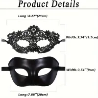 Black Lace Masquerade Mask Set for Couples thumbnail 6