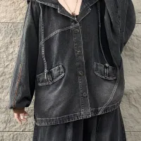 Women's Oversized Hooded Denim Jacket thumbnail 6