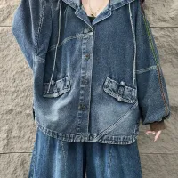 Women's Oversized Hooded Denim Jacket thumbnail 3