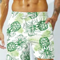 Men's 3D Pineapple Print Beach Shorts thumbnail 5