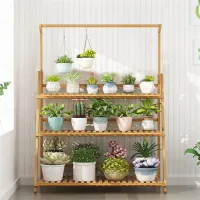 Folding Bamboo 3-Tier Plant Stand thumbnail 2