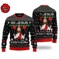 Happy Birthday Jesus 3D Ugly Christmas Sweatshirt thumbnail 4