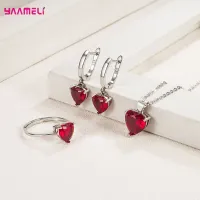 925 Sterling Silver Heart Zircon Jewelry Set thumbnail 3