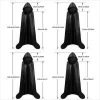 Hooded Witch Cape Cloak - Unisex Black Robe thumbnail 6