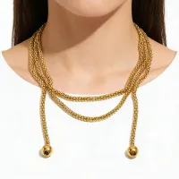 18K Gold Plated Multi-Layer Ball Pendant Necklace thumbnail 2