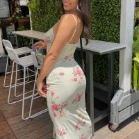 Y2K Floral Bodycon Maxi Dress thumbnail 3