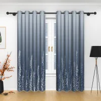 Gradient Leaf Print Blackout Curtains thumbnail 4
