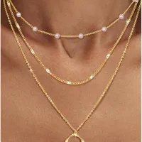 Dainty Layered Gold Necklace Set thumbnail 4