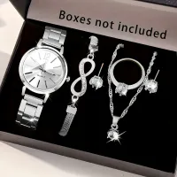6-Piece Crystal Jewelry & Quartz Watch Set thumbnail 3