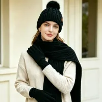 Winter Warm 3-Piece Knit Set with Touch Screen Gloves thumbnail 4