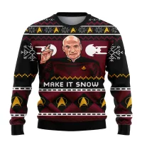 Captain Picard Ugly Christmas Sweater Pullover thumbnail 6