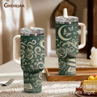 Moon Book Rose Butterfly Vacuum Flask 40oz thumbnail 2