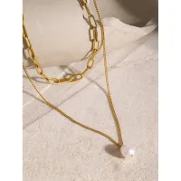 Gold Plated Pearl Pendant Necklace thumbnail 6