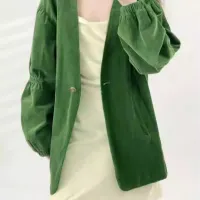 Green Retro Corduroy Short Jacket thumbnail 6