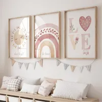 Boho Rainbow Sunshine Nursery Posters Set of 3 thumbnail 1