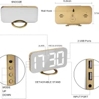 LED Mirror Alarm Clock with USB Charger thumbnail 5