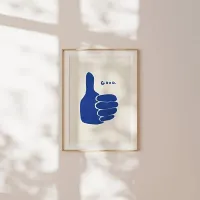 Retro Thumbs Up Blue Canvas Art Print thumbnail 4