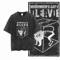 COOLMIND DB Cat Graphic Acid Wash Tee thumbnail 4