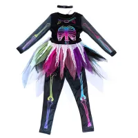 Rainbow Skeleton Kids Halloween Dress thumbnail 6