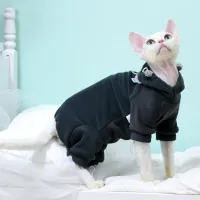 Sphynx Cat Fleece Hooded Sweater thumbnail 6