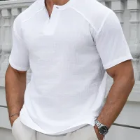 Men's Linen Henry Collar Shirt thumbnail 4