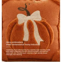3D Plush Pumpkin Throw Pillow with Bow thumbnail 4