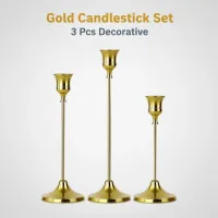 Gold Metal Candle Holder Set - 3 Piece thumbnail 1