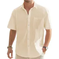 Men's Cotton Linen Short Sleeve Shirt thumbnail 1