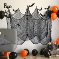 Black Gauze Halloween Spider Web Decor thumbnail 4