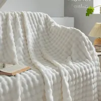 Coral Velvet Bubble Rabbit Sofa Blanket thumbnail 2