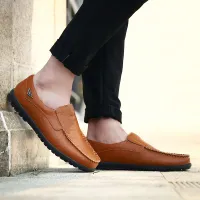 Men's Genuine Leather Loafers Driving Shoes thumbnail 4