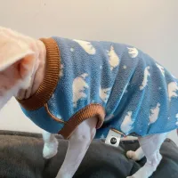 Sky Blue Fleece Cat Sweater Jumpsuit thumbnail 2