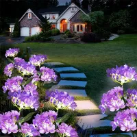 3 Head Solar Hydrangea Flower Lights thumbnail 4