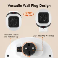 600W Mini Wall Plug Heater with Remote thumbnail 5