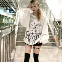 Japanese Cartoon Grunge Hoodie - Unisex Y2K thumbnail 4