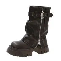 Women's Platform Knee-High Biker Boots thumbnail 6