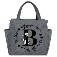 Cute Grey Garland Letter Thermal Lunch Bag thumbnail 4