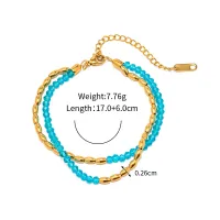 Gold Plated Blue Bead Choker Necklace thumbnail 2
