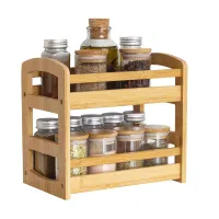 2-Tier Bamboo Spice Rack Organizer thumbnail 1