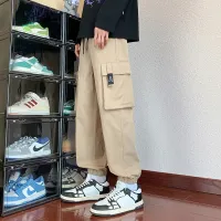 Khaki Cargo Parachute Pants for Men thumbnail 2