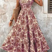 Vintage Floral Print Long Dress thumbnail 2