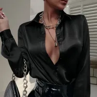 Elegant Satin Faux Silk Blouse thumbnail 3