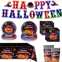 Neon Halloween Disposable Tableware Set thumbnail 1
