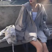 Loose Zip Up Hoodie - Korean Streetwear thumbnail 6