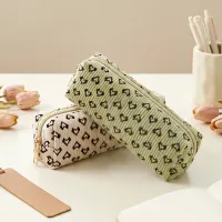 Heart Print Corduroy Pencil Case thumbnail 2