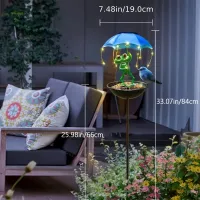 Solar Frog Statue Light & Bird Feeder thumbnail 4