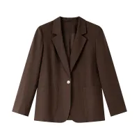 VIMLY Brown Texture Oversized Blazer thumbnail 6