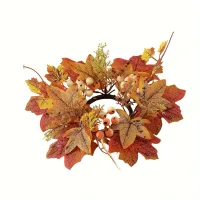 Autumn Maple Leaf Candle Holder Wreath thumbnail 6